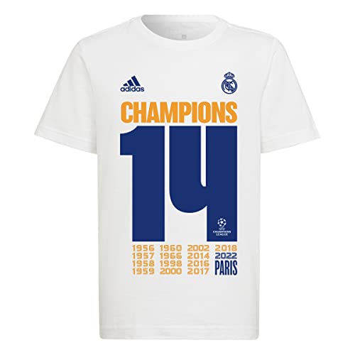 Real Madrid Rm Ucl Champ Y Camiseta, Unisex Bebé, White, 140 (9/10 Años)